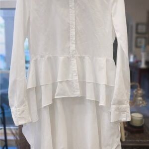 Walter Baker White High-Low Blouse XS | Flowy Layered Button-Down